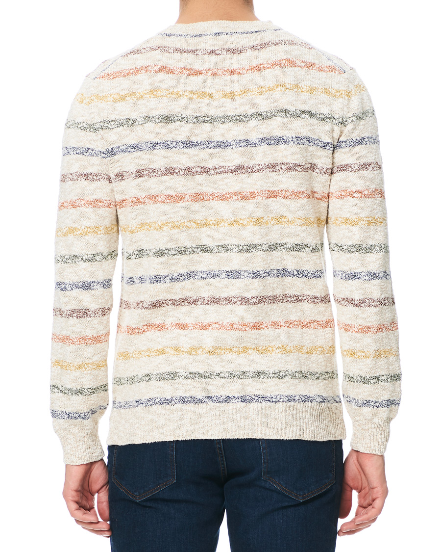 Hombres | Jerséis y prendas de punto | Altea | Cotton/Linen Multi Stripe Sweater Beige