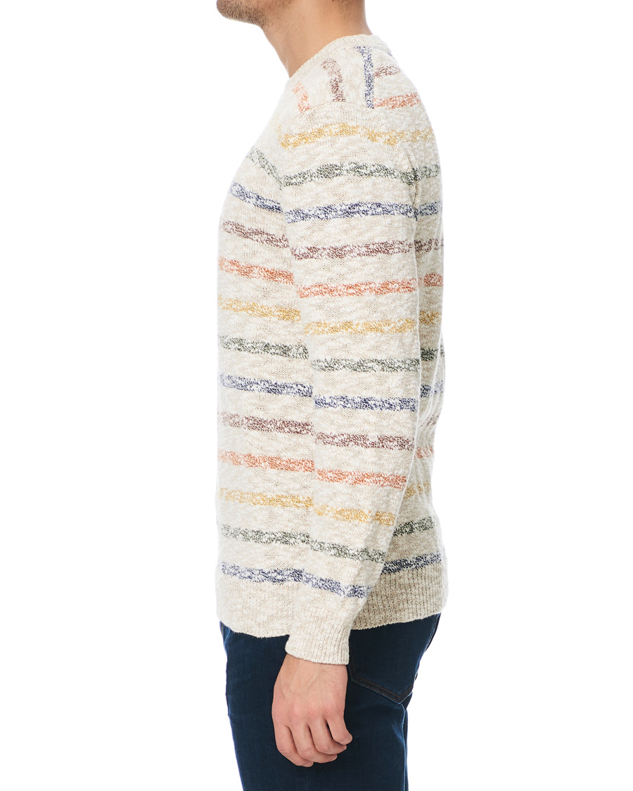 Hombres | Jerséis y prendas de punto | Altea | Cotton/Linen Multi Stripe Sweater Beige