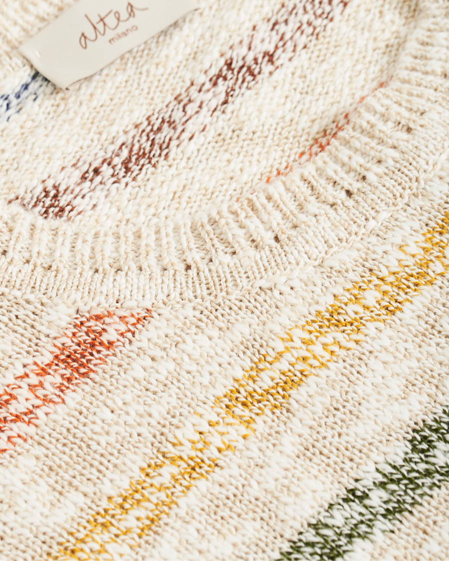 Hombres | Jerséis y prendas de punto | Altea | Cotton/Linen Multi Stripe Sweater Beige