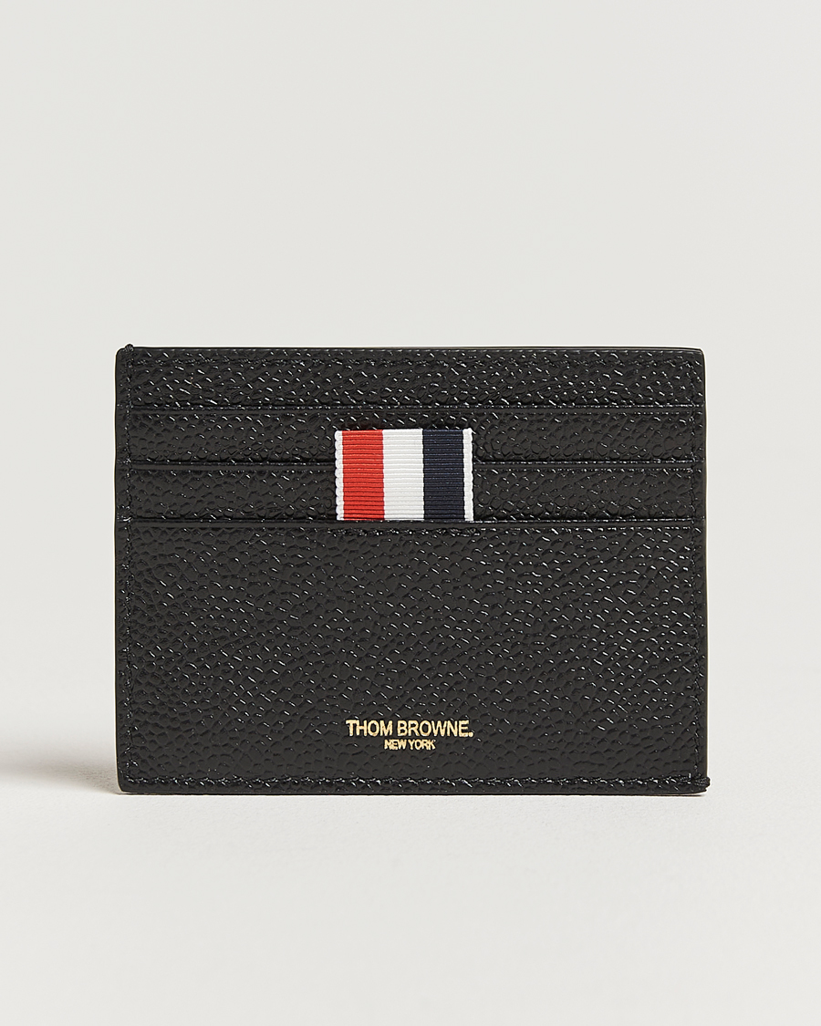 Hombres | Thom Browne Pebble Grain Single Card Holder Black | Thom Browne | Pebble Grain Single Card Holder Black