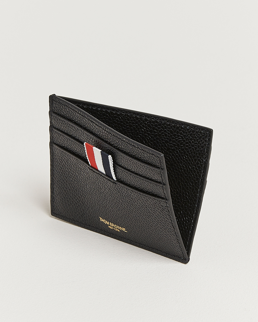 Hombres | Thom Browne Pebble Grain Single Card Holder Black | Thom Browne | Pebble Grain Single Card Holder Black
