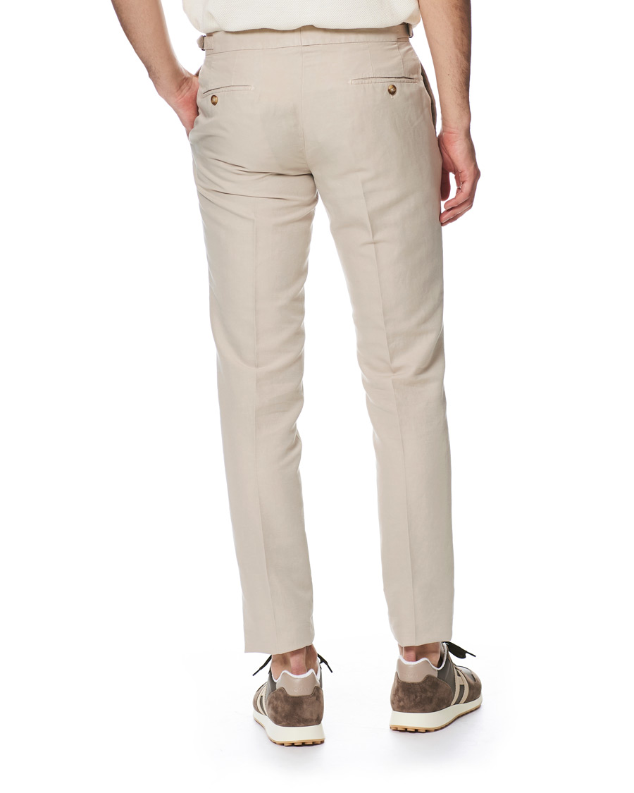 Hombres | Pantalones | Incotex | Slim Fit Pleated Chinolino Trousers Beige
