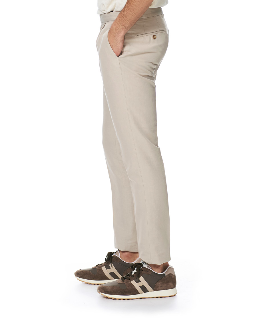 Hombres | Pantalones | Incotex | Slim Fit Pleated Chinolino Trousers Beige