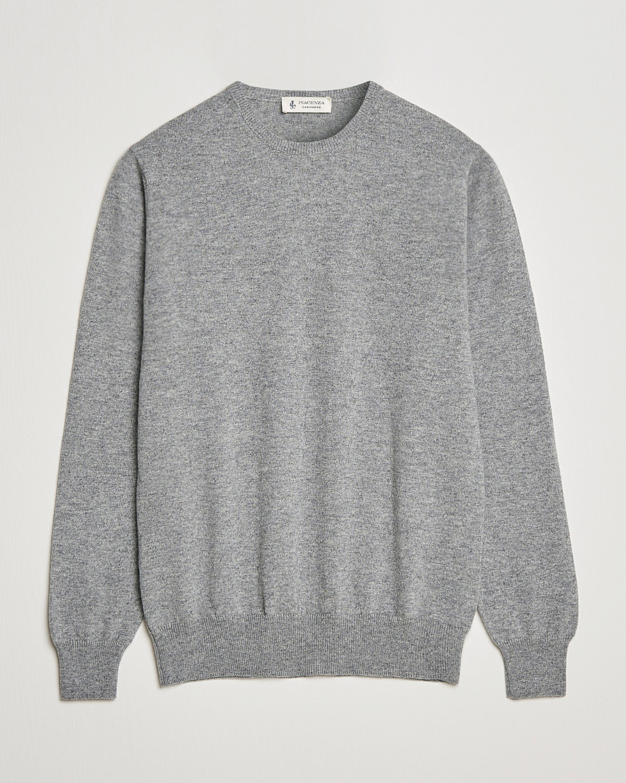 Hombres | Jerséis y prendas de punto | Piacenza Cashmere | Cashmere Crew Neck Sweater Light Grey