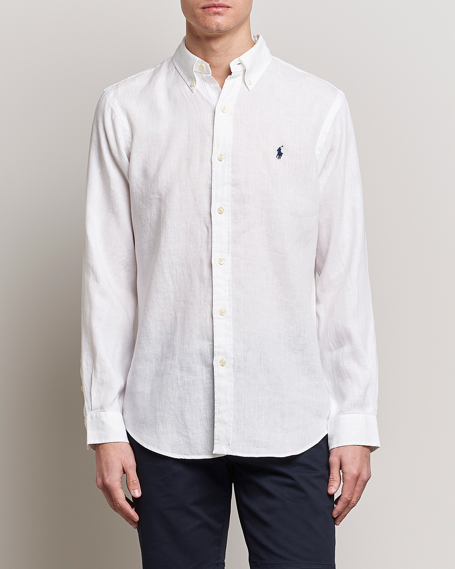 Hombres | Camisas | Polo Ralph Lauren | Custom Fit Linen Button Down White