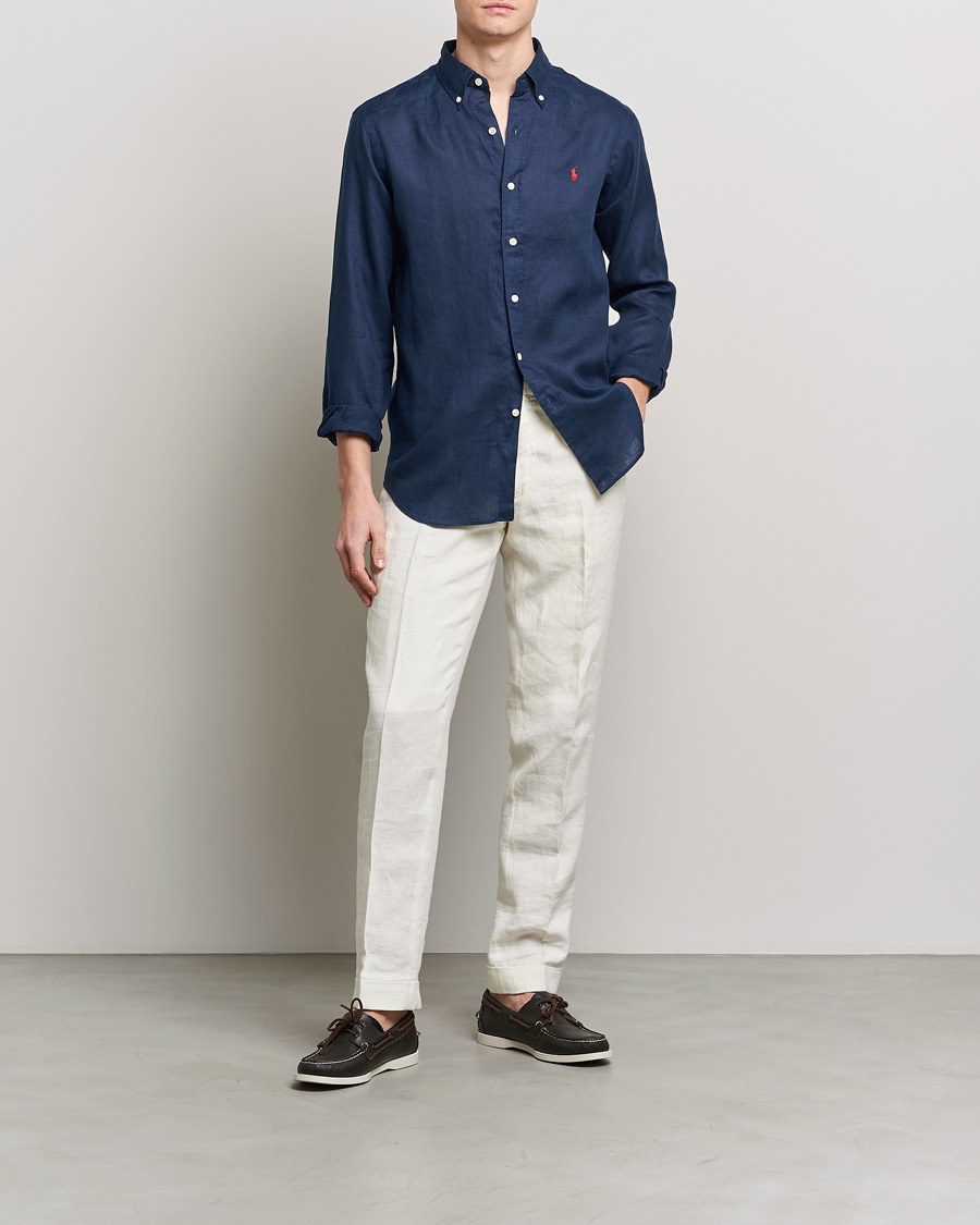 Hombres | Camisas | Polo Ralph Lauren | Custom Fit Linen Button Down Newport Navy