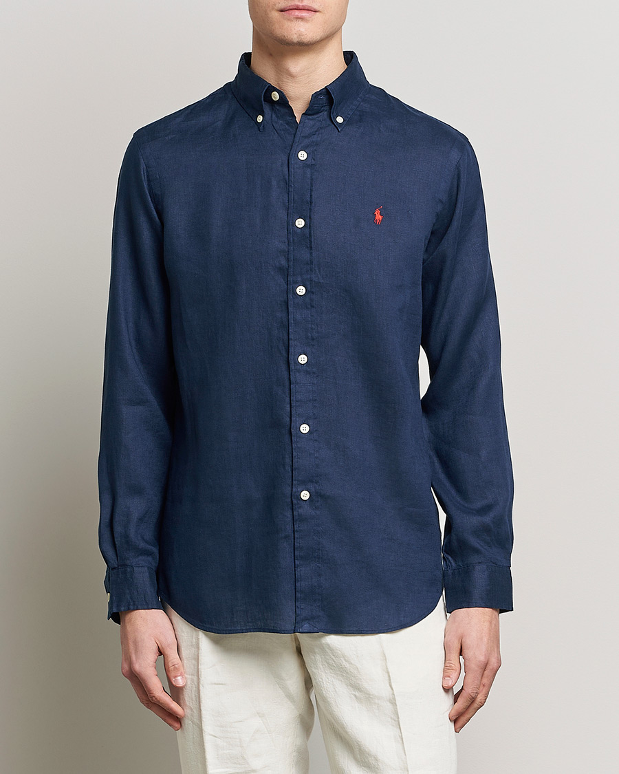 Hombres | Camisas | Polo Ralph Lauren | Custom Fit Linen Button Down Newport Navy