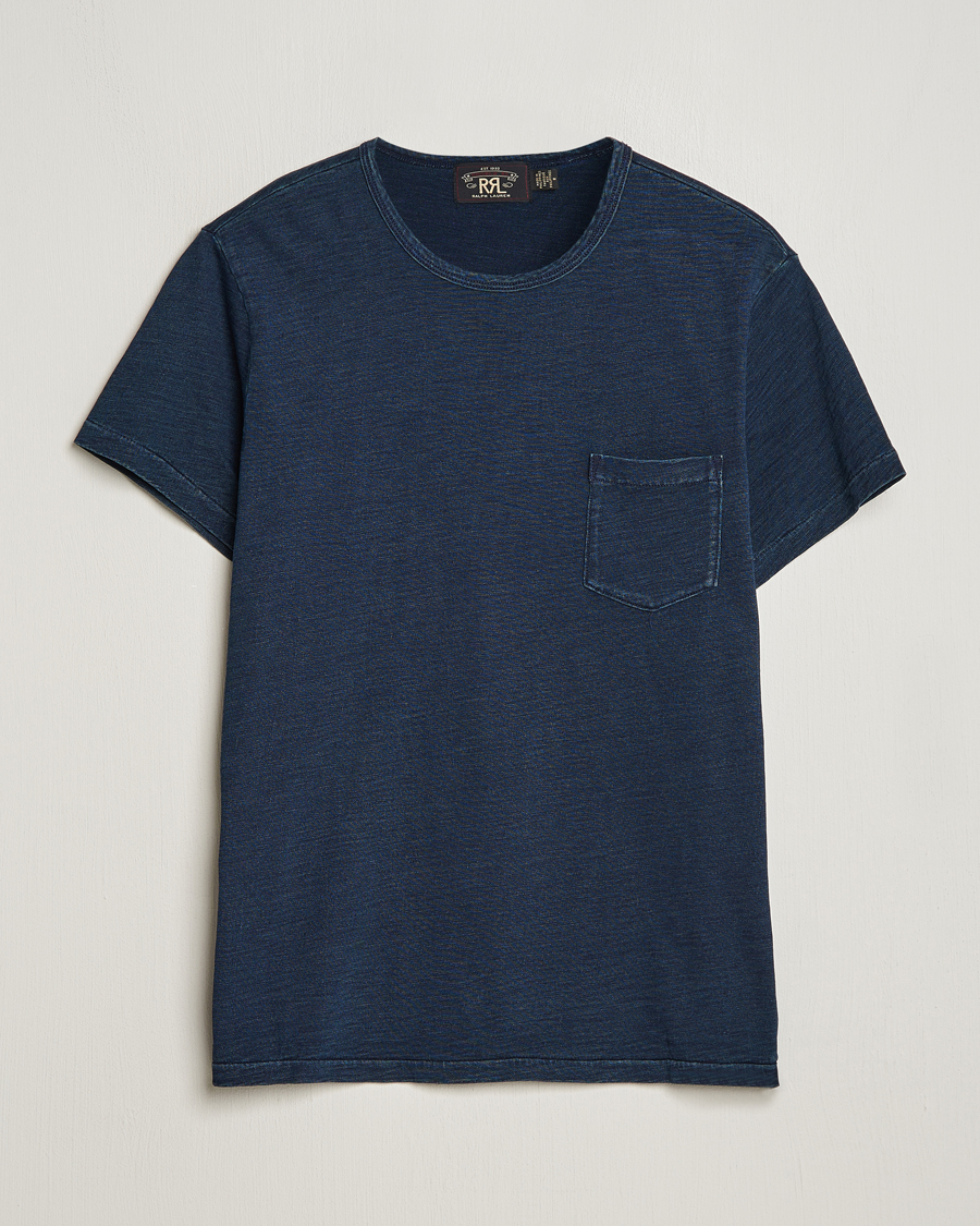 Hombres | Camisetas | RRL | Short Sleeve Pocket Tee Rinsed Indigo