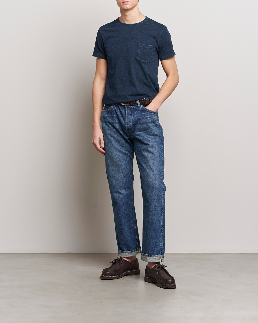Hombres | Camisetas | RRL | Short Sleeve Pocket Tee Rinsed Indigo