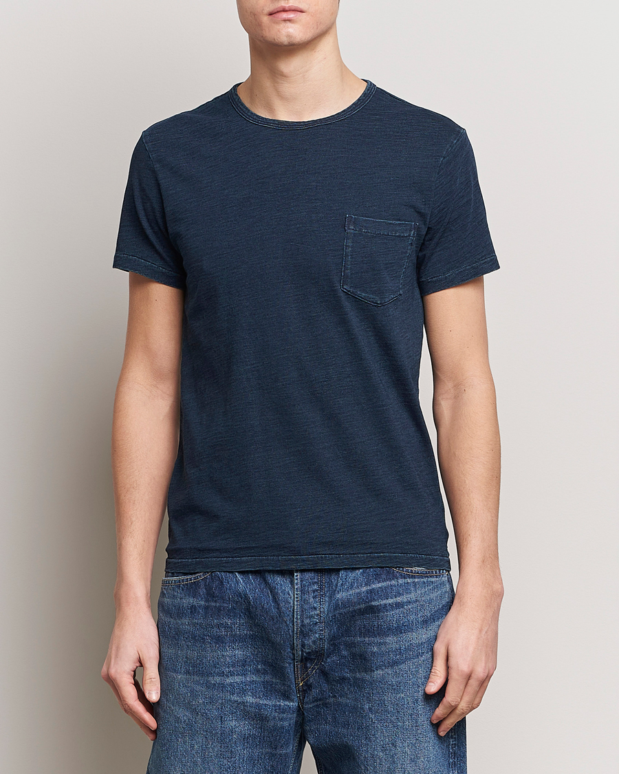 Hombres | Camisetas | RRL | Short Sleeve Pocket Tee Rinsed Indigo