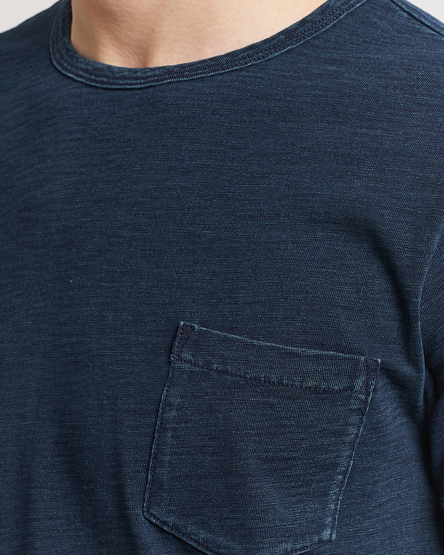 Hombres | Camisetas | RRL | Short Sleeve Pocket Tee Rinsed Indigo