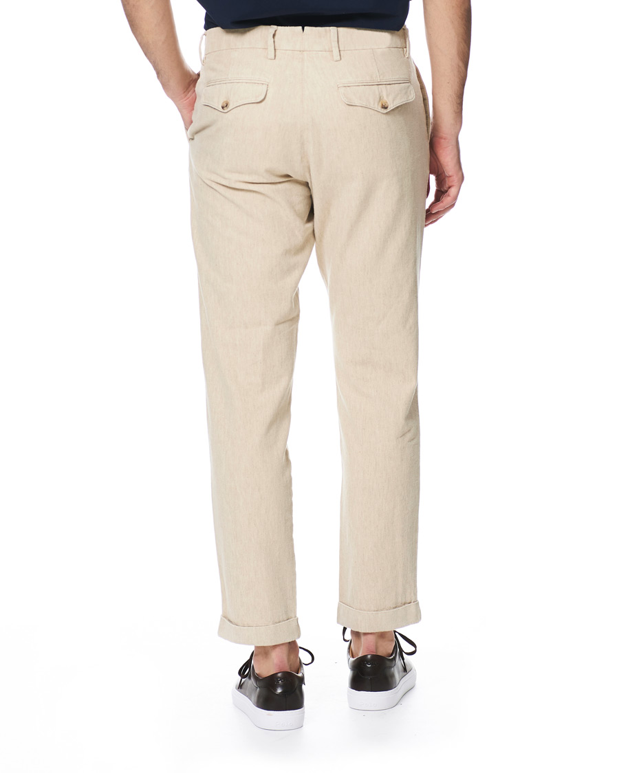 Hombres | Pantalones | NN07 | Codo Linen/Cotton Pleated Turn Up Trousers Nature