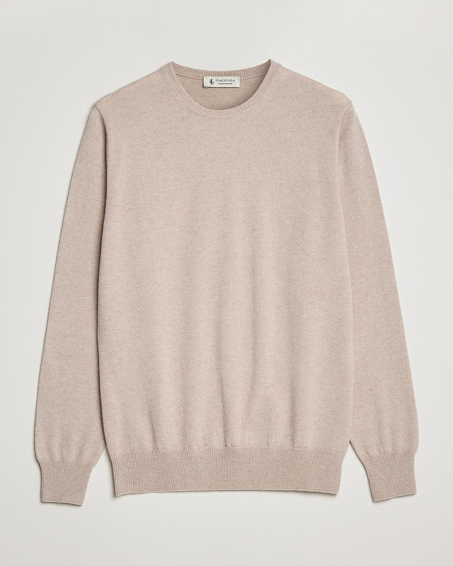 Hombres | Jerséis y prendas de punto | Piacenza Cashmere | Cashmere Crew Neck Sweater Beige