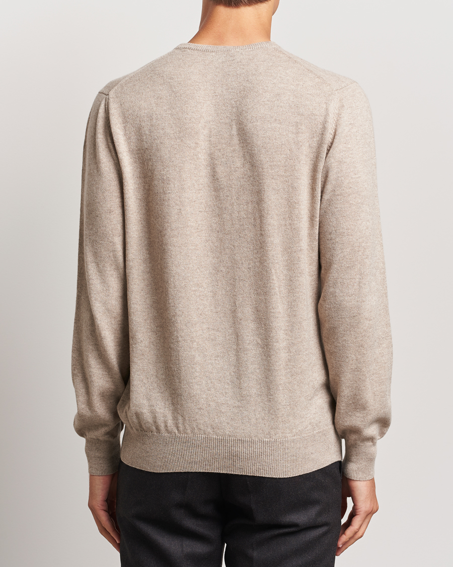 Hombres | Jerséis y prendas de punto | Piacenza Cashmere | Cashmere Crew Neck Sweater Beige