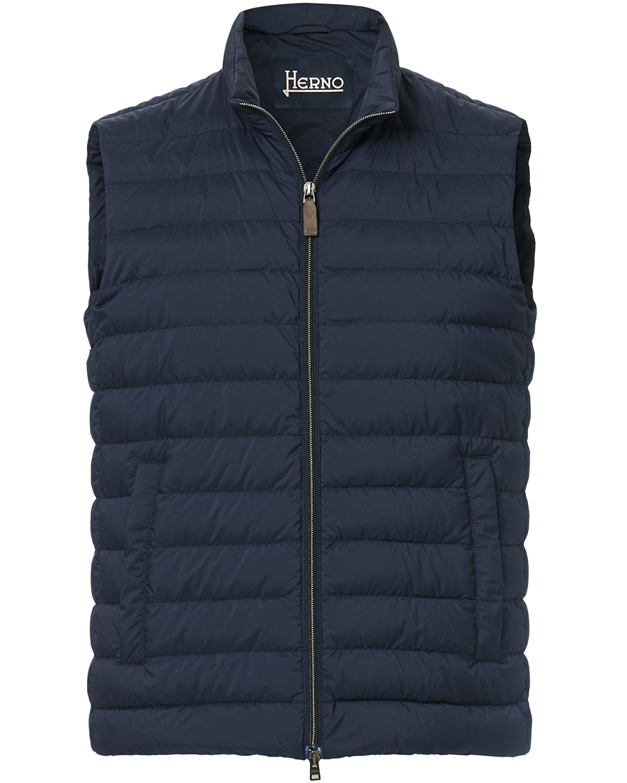 Hombres | Abrigos y chaquetas | Herno | Nuage Matt Nylon Vest Deep Blue
