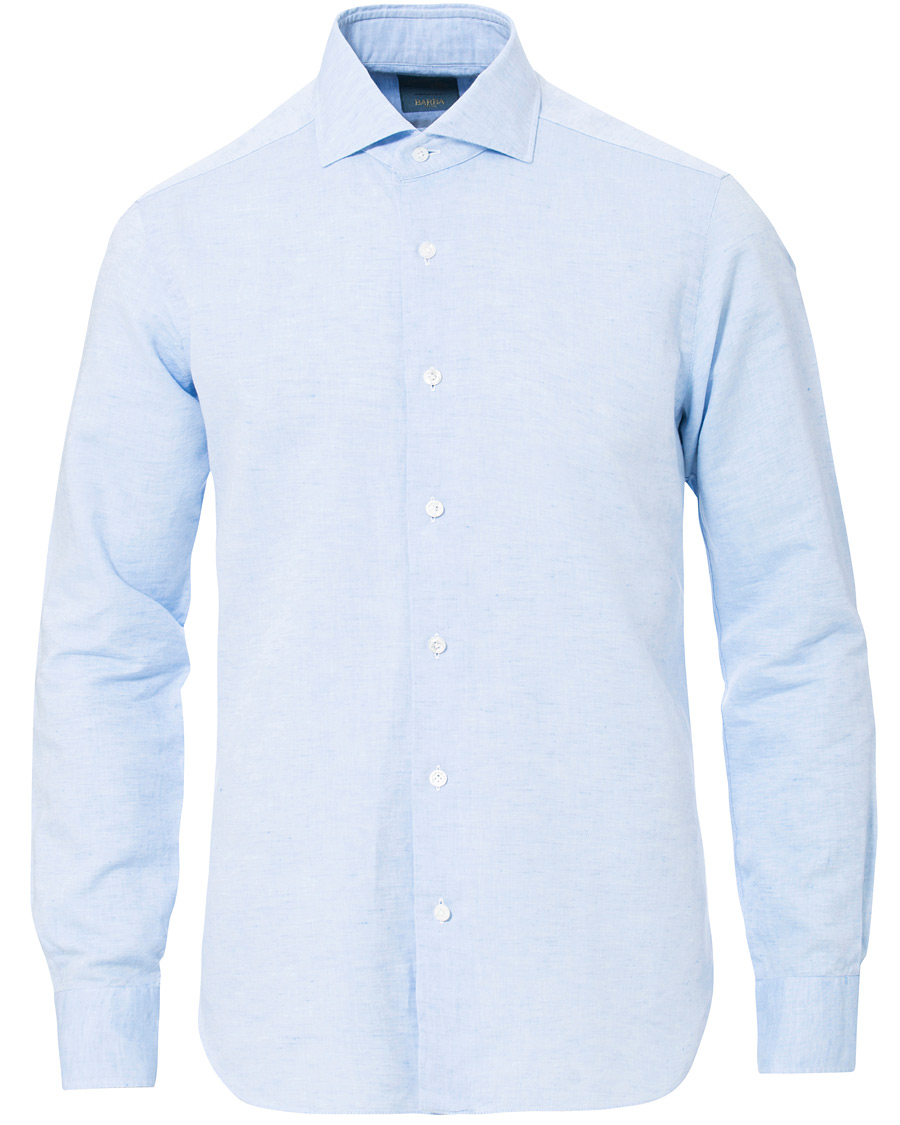 Hombres | Camisas | Barba Napoli | Dandylife Slim Fit Cotton/Linen Shirt Blue