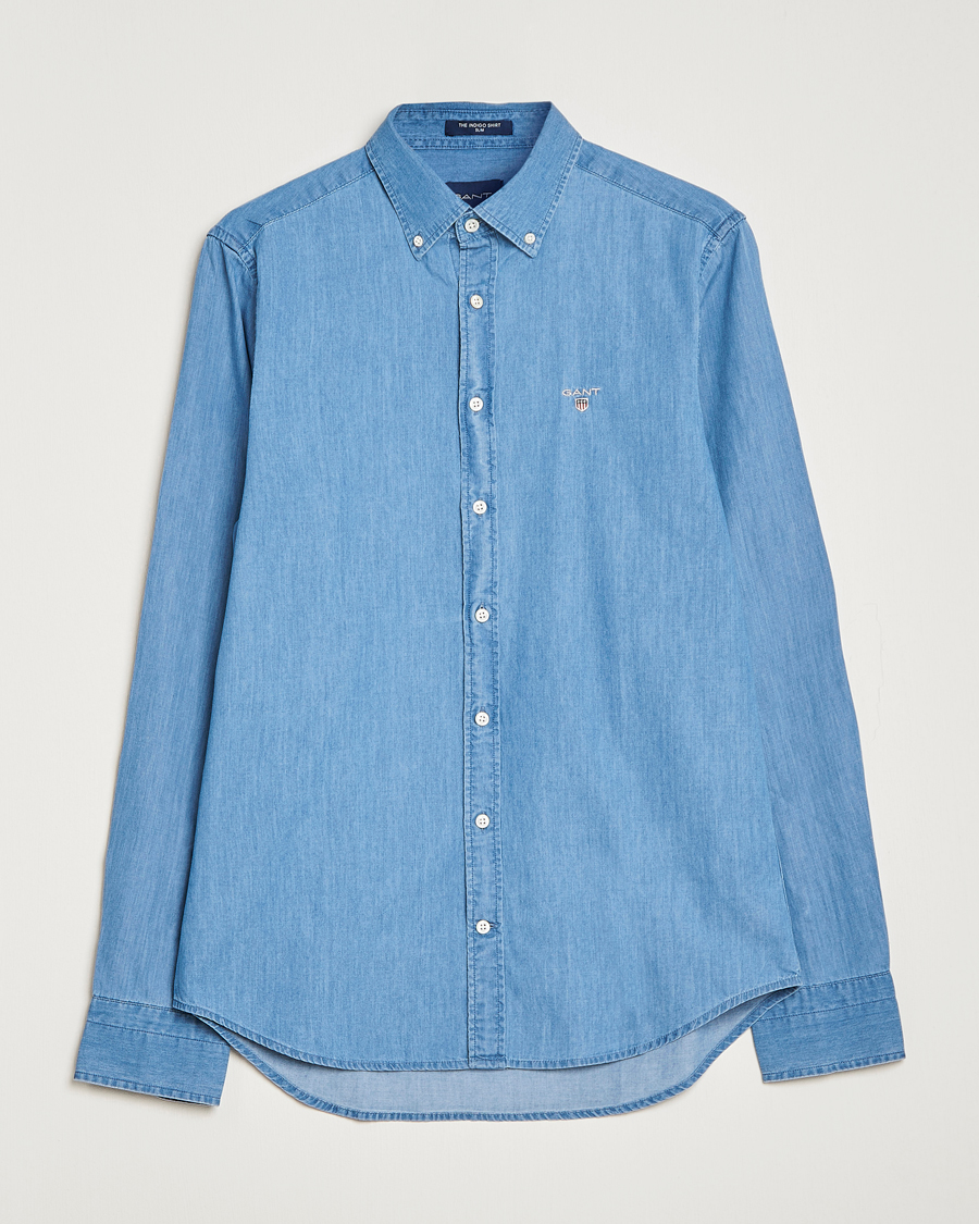 Hombres | Camisas | Gant | Slim Fit Indigo Shirt Semi Light Blue