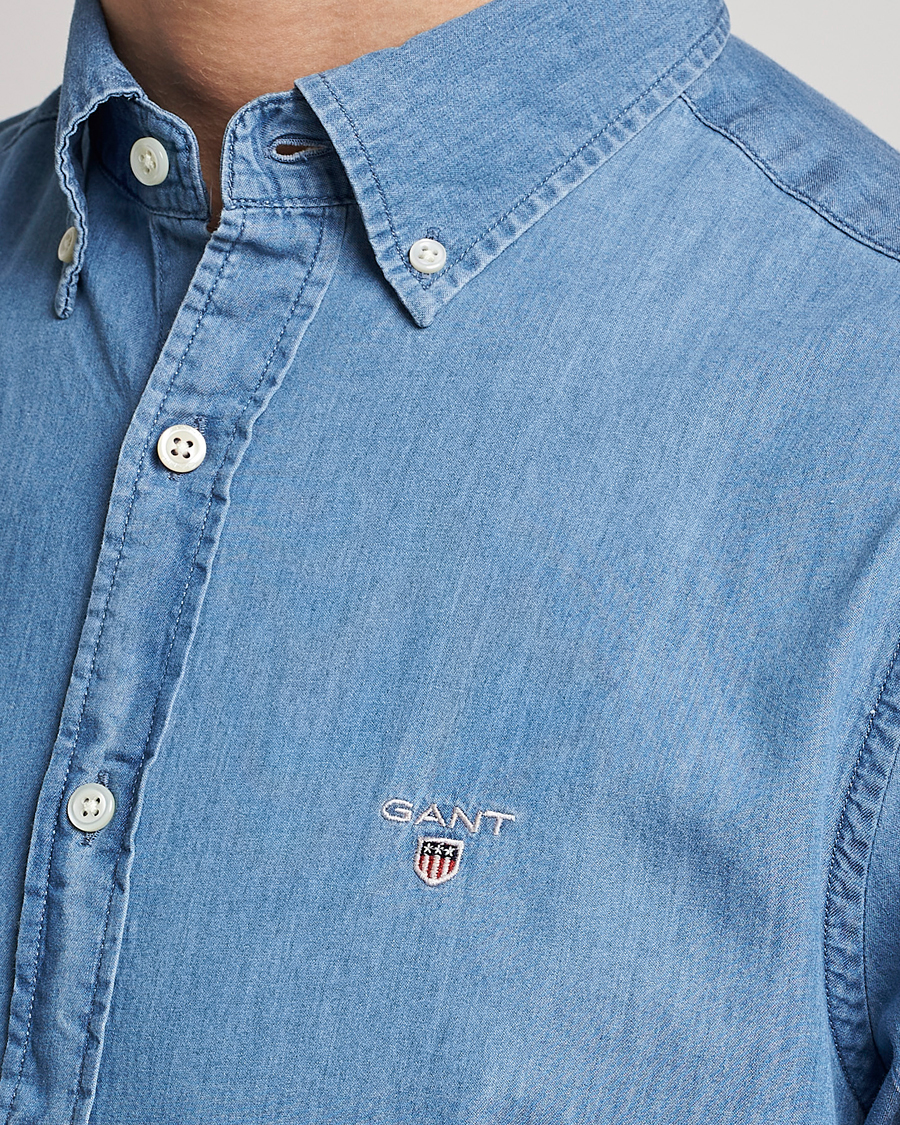 Hombres | Camisas | Gant | Slim Fit Indigo Shirt Semi Light Blue