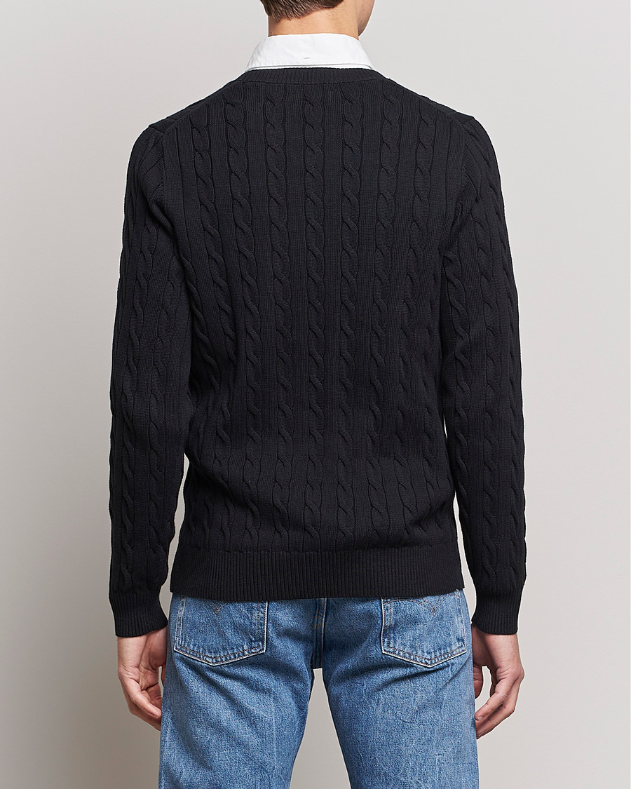 Hombres | Jerséis y prendas de punto | GANT | Cotton Cable Crew Neck Pullover Black