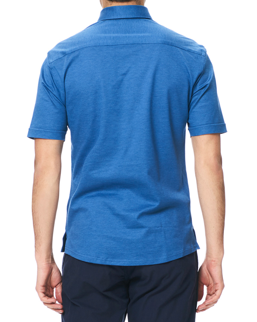 Hombres | Polos | Eton | Slim Fit Short Sleeve Pique Shirt Blue