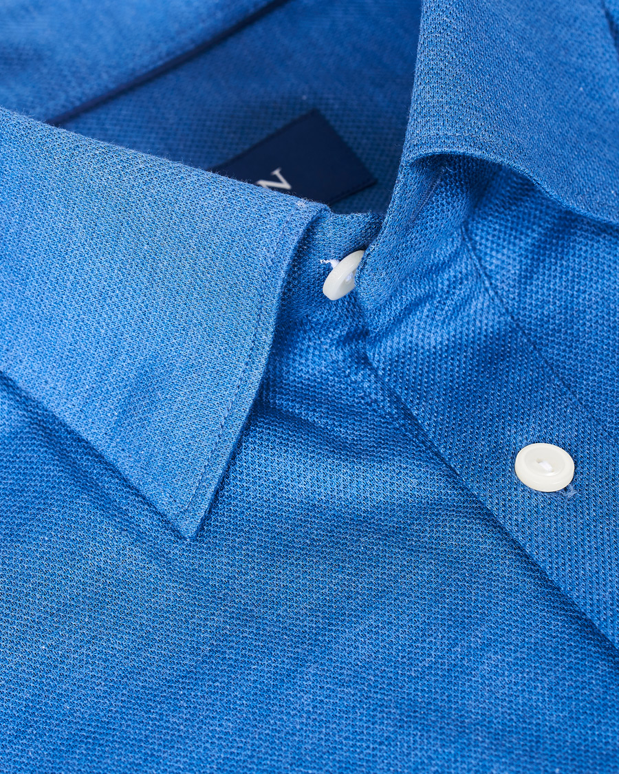 Hombres | Polos | Eton | Slim Fit Short Sleeve Pique Shirt Blue