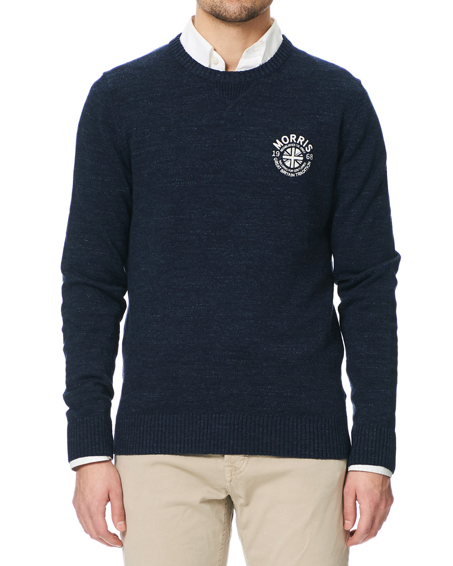 Hombres | Jerséis y prendas de punto | Morris | Leron Knitted O-Neck Navy