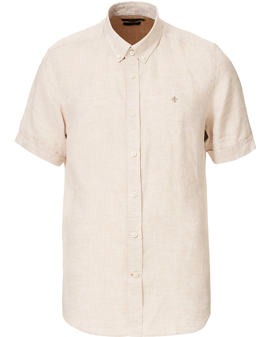 Hombres | Camisas | Morris | Douglas Short Sleeve Linen Shirt Khaki