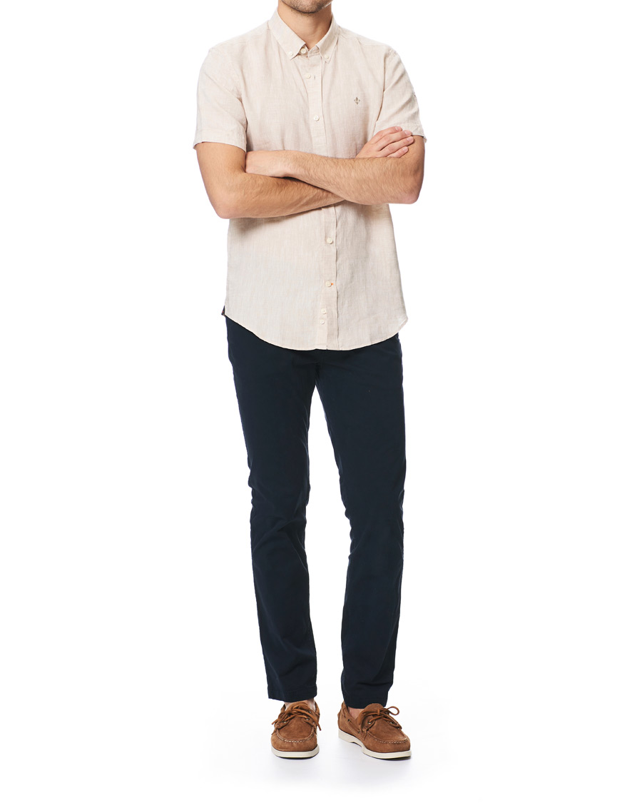 Hombres | Camisas | Morris | Douglas Short Sleeve Linen Shirt Khaki