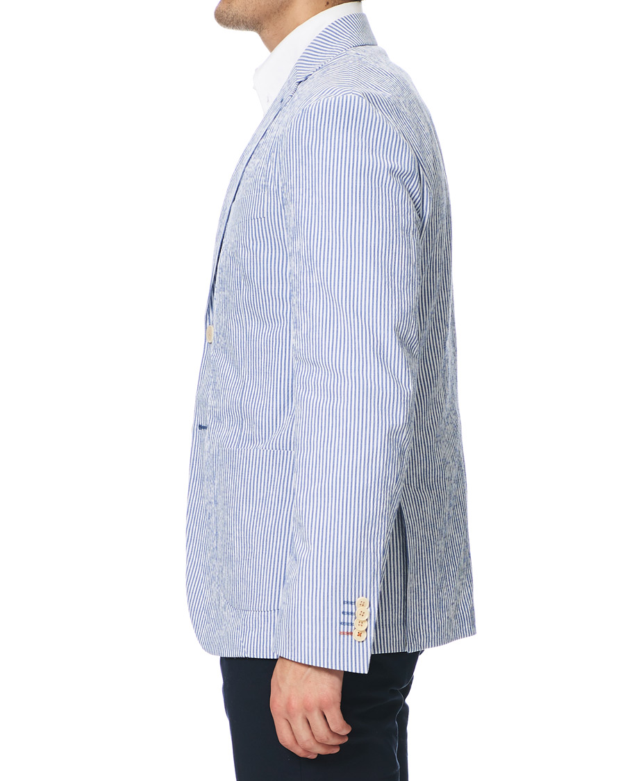 Hombres | Blazers | Morris | Resort Striped Seersucker Balzer Blue/White