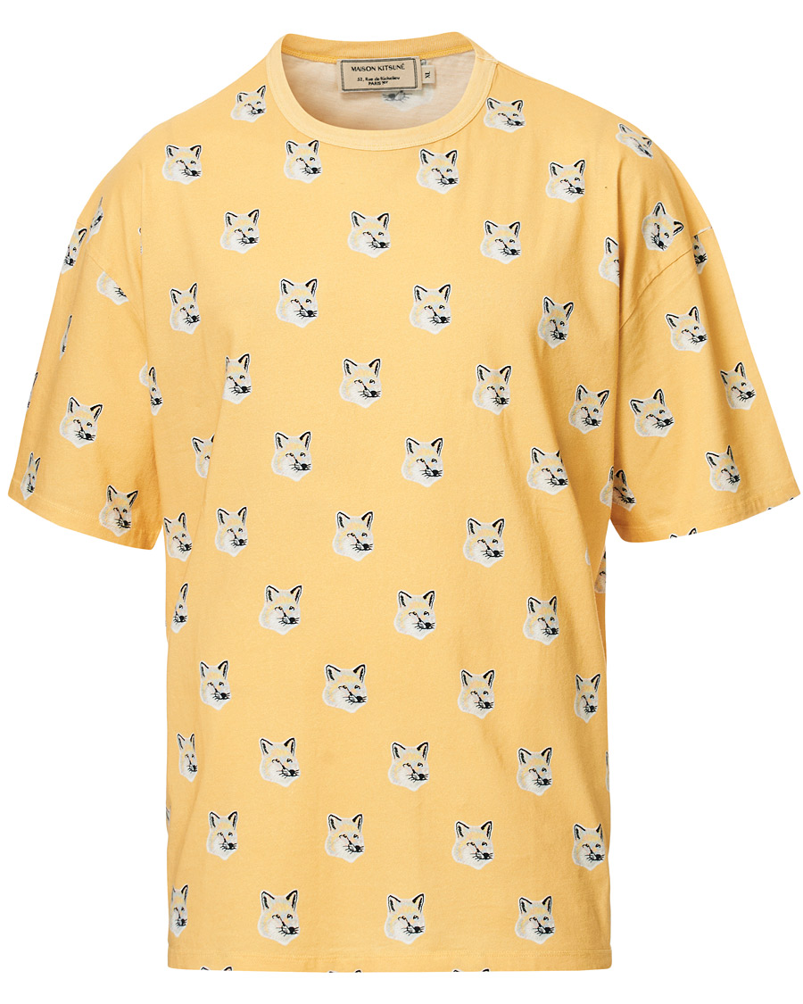 Hombres | Camisetas | Maison Kitsuné | All Over Pastel Fox Head T-shirt Yellow