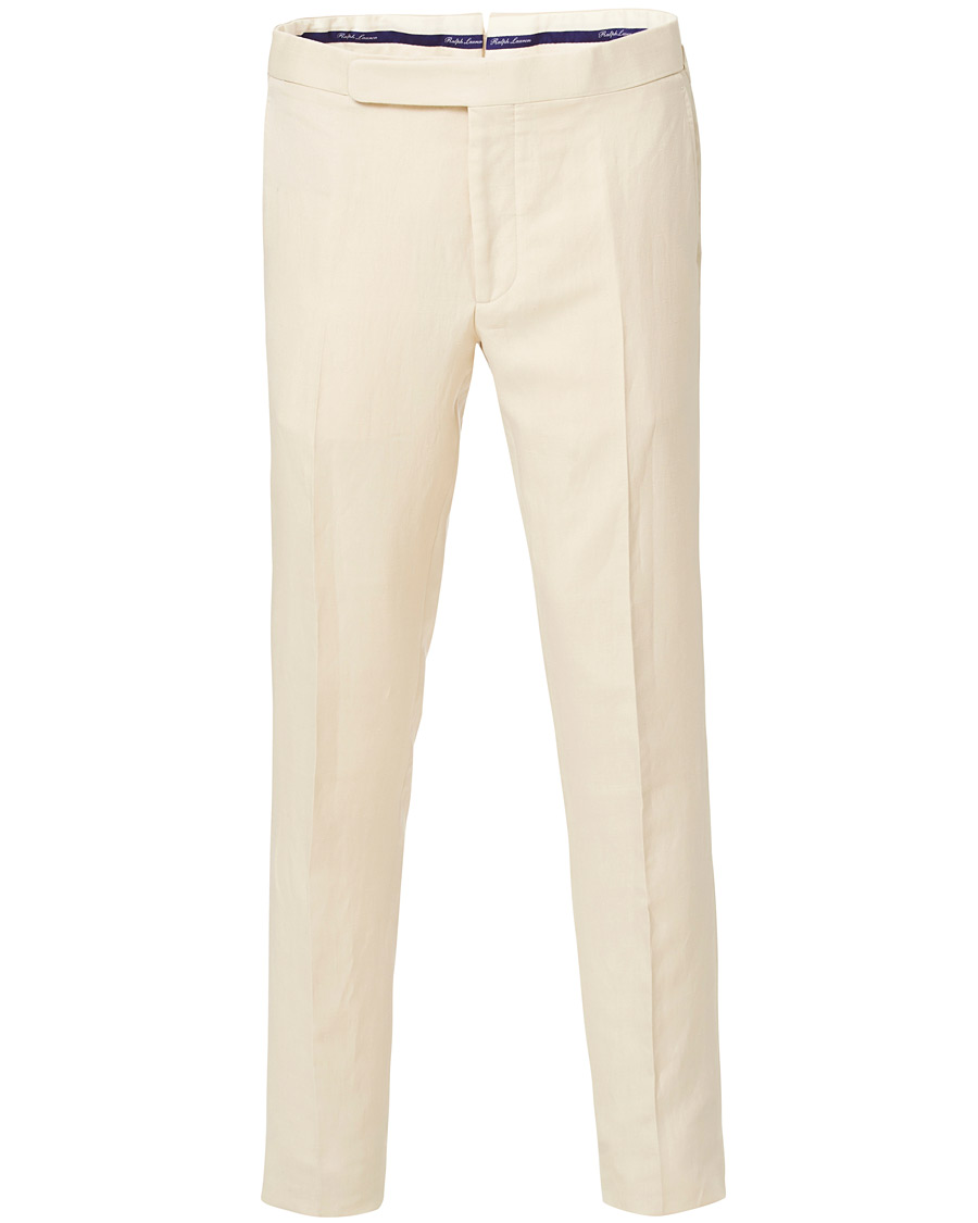 Hombres | Pantalones | Ralph Lauren Purple Label | Side-Adjuster Linen/Silk Trousers Beige
