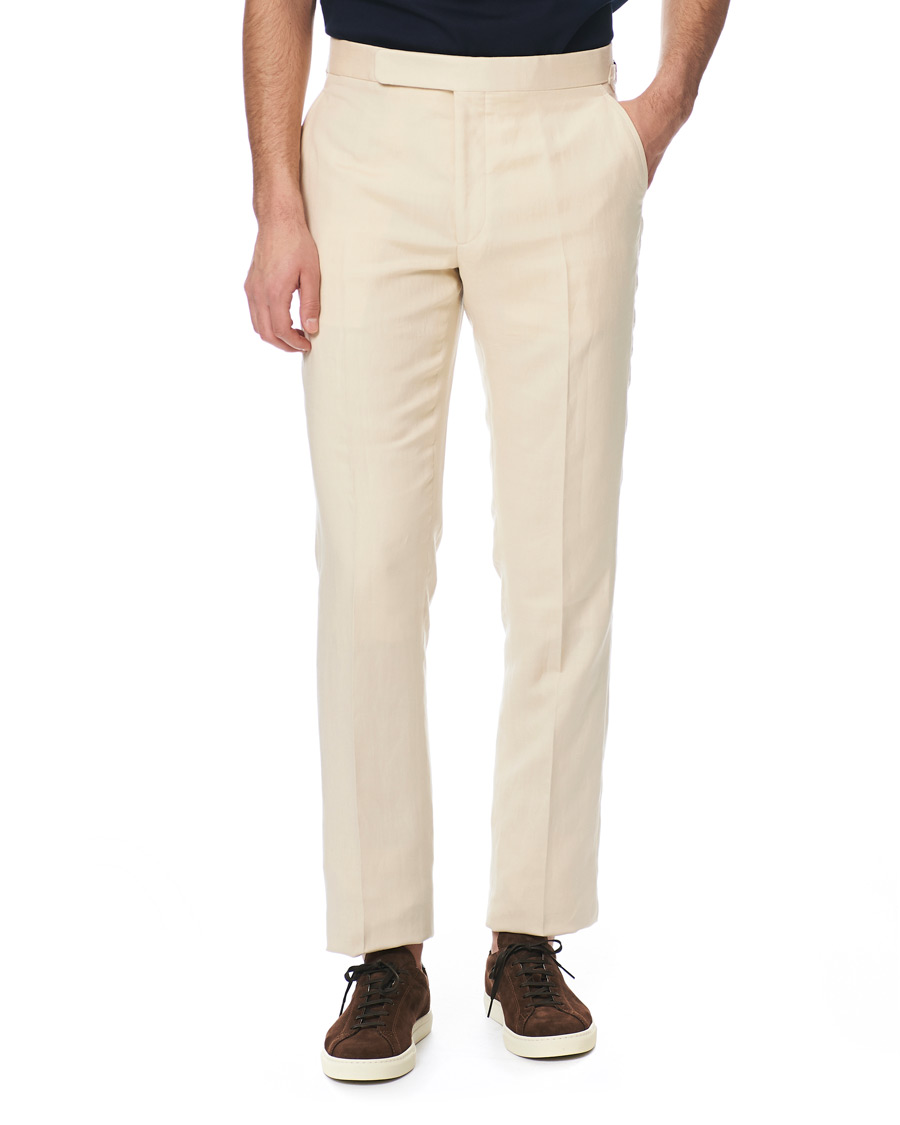 Hombres | Pantalones | Ralph Lauren Purple Label | Side-Adjuster Linen/Silk Trousers Beige