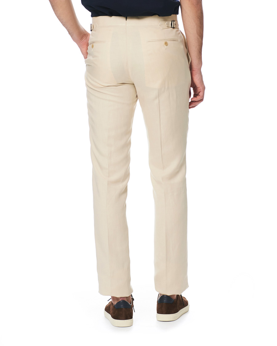Hombres | Pantalones | Ralph Lauren Purple Label | Side-Adjuster Linen/Silk Trousers Beige