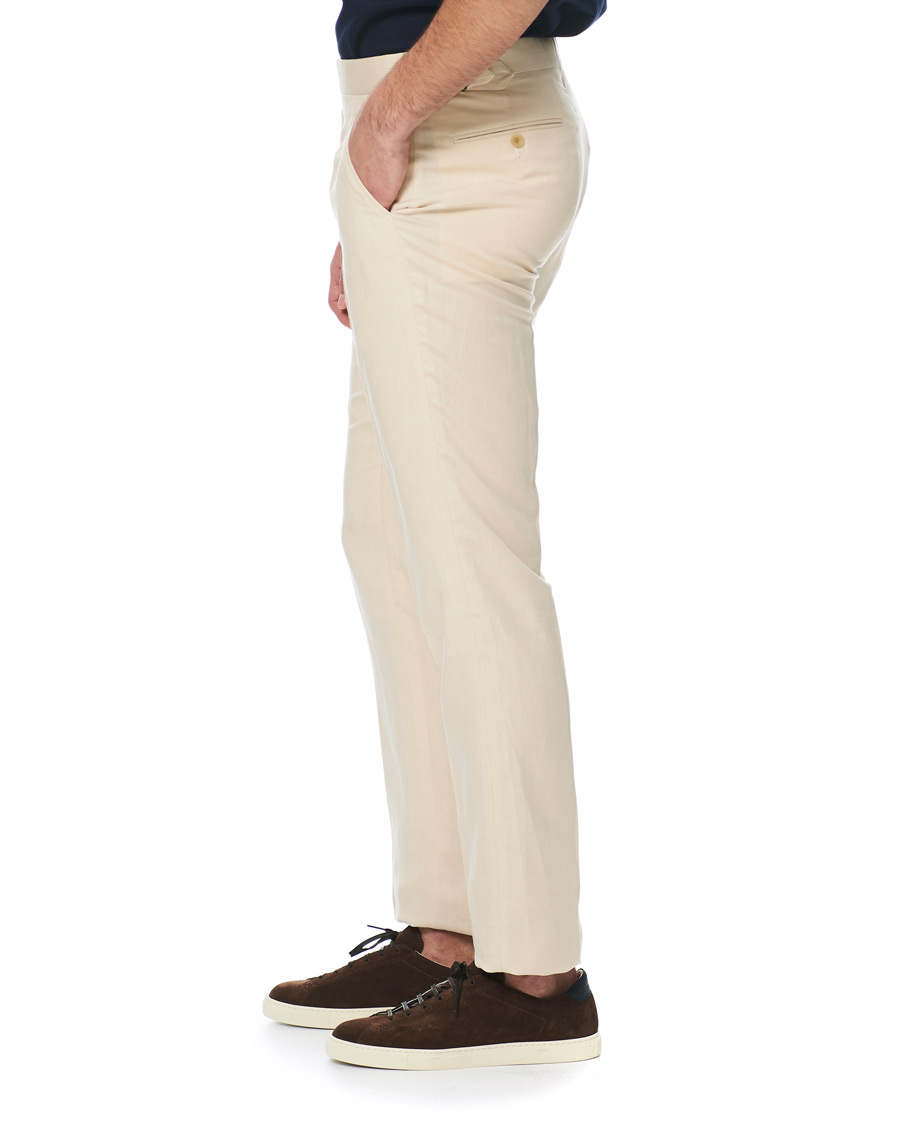 Hombres | Pantalones | Ralph Lauren Purple Label | Side-Adjuster Linen/Silk Trousers Beige