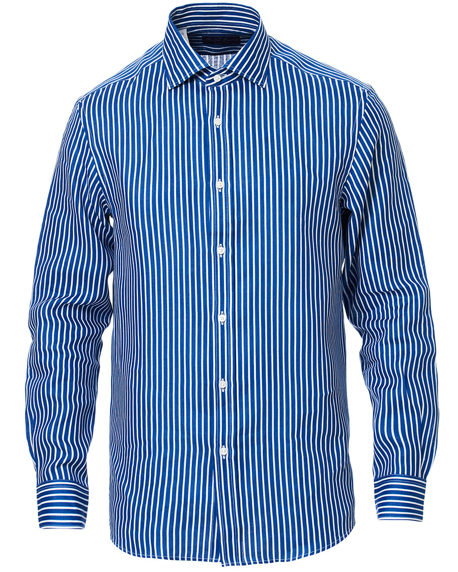 Hombres | Camisas | Ralph Lauren Purple Label | Bengal Stripe Linen Shirt Blue/White
