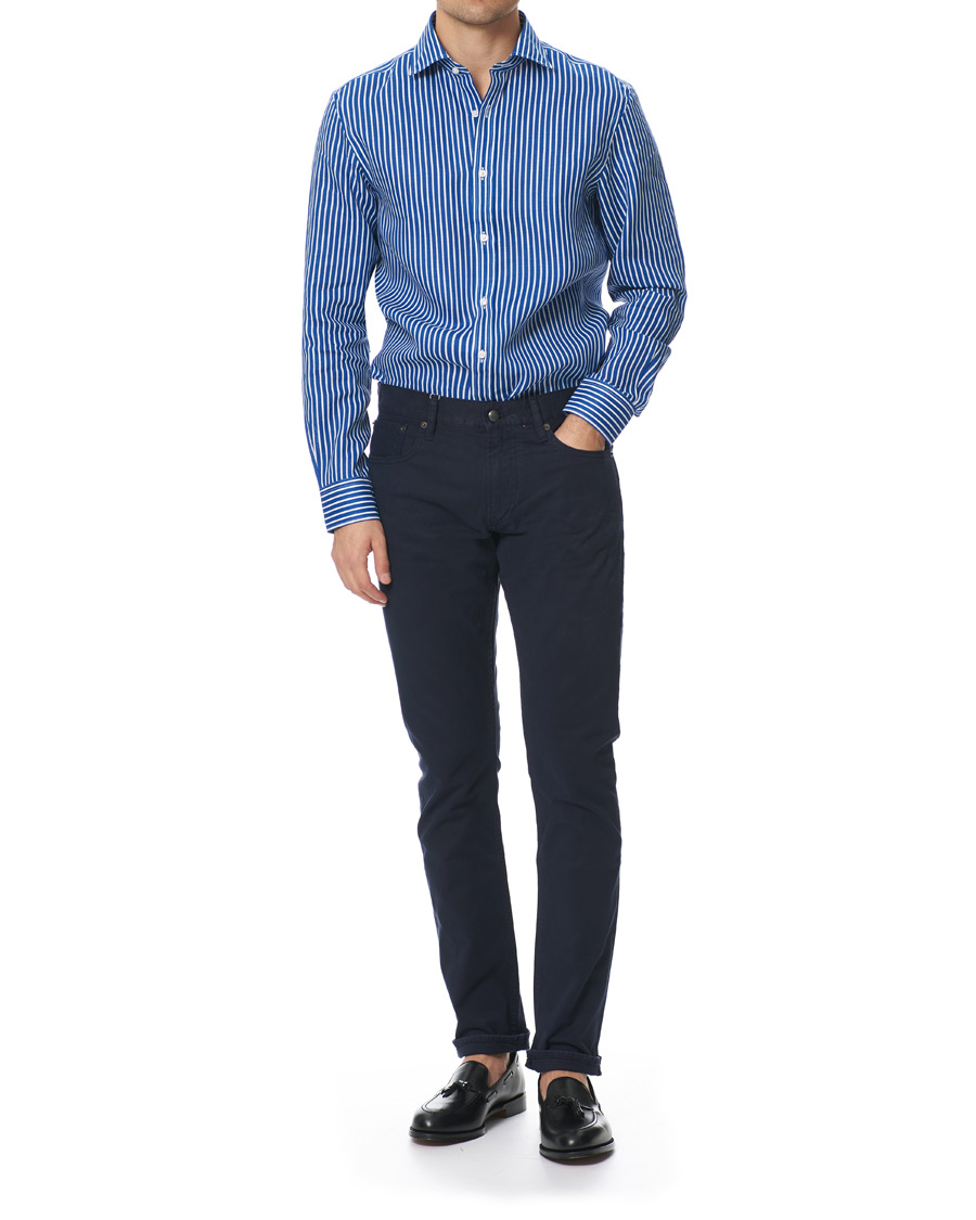 Hombres | Camisas | Ralph Lauren Purple Label | Bengal Stripe Linen Shirt Blue/White