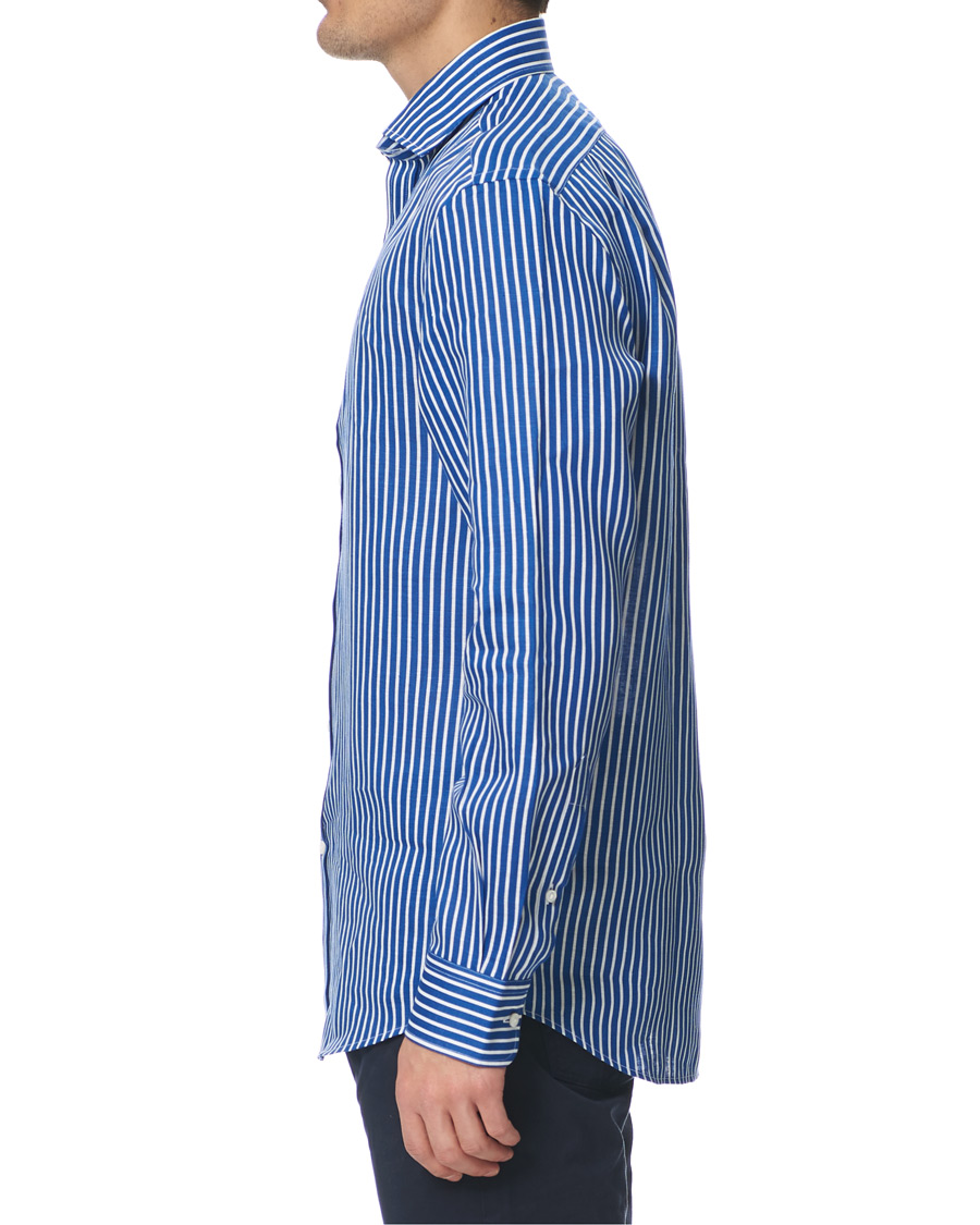 Hombres | Camisas | Ralph Lauren Purple Label | Bengal Stripe Linen Shirt Blue/White