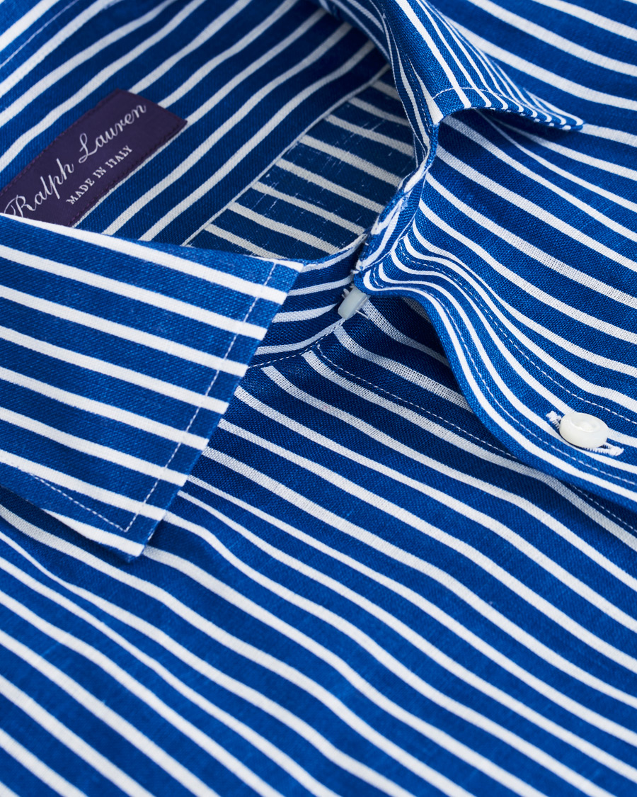 Hombres | Camisas | Ralph Lauren Purple Label | Bengal Stripe Linen Shirt Blue/White