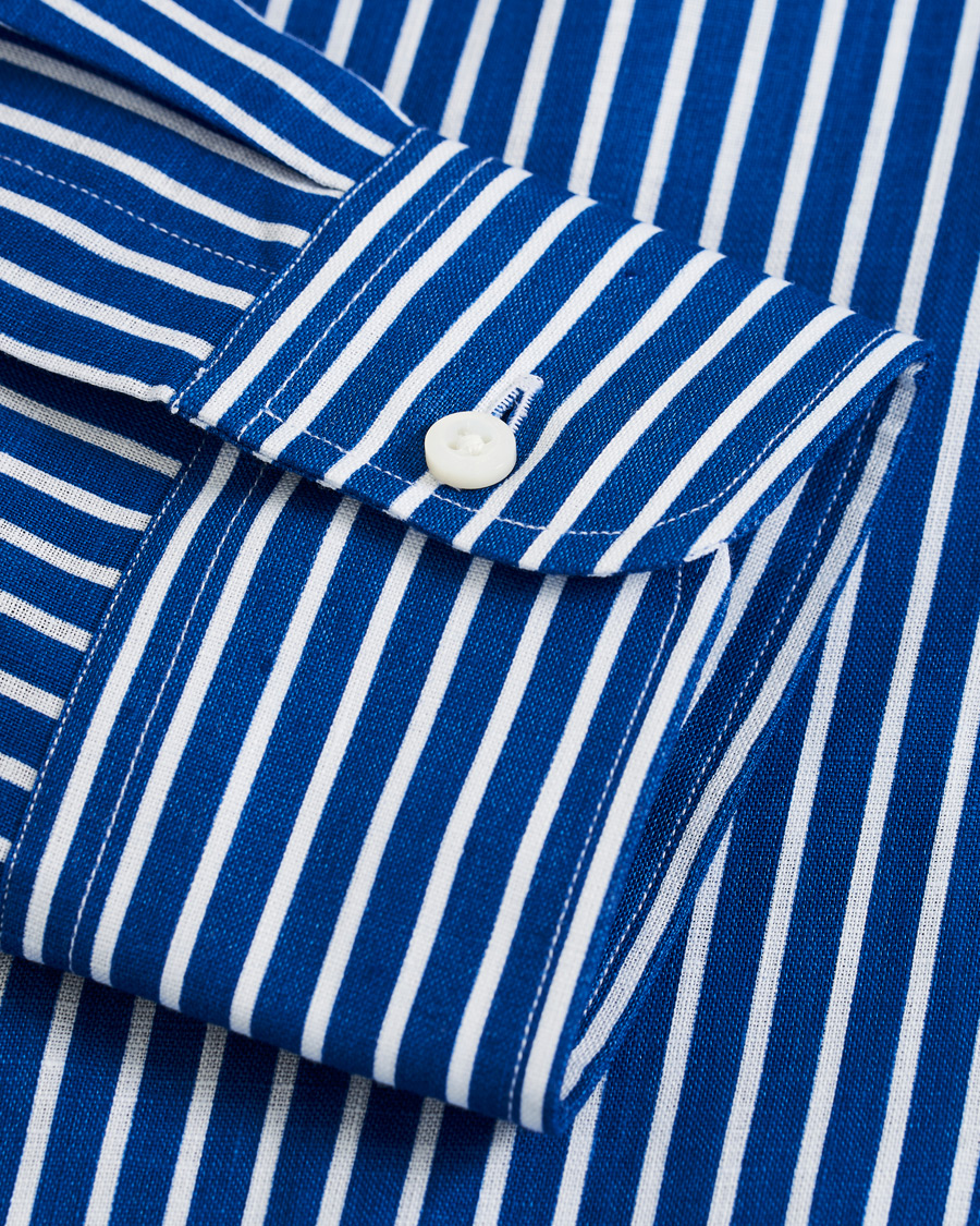 Hombres | Camisas | Ralph Lauren Purple Label | Bengal Stripe Linen Shirt Blue/White