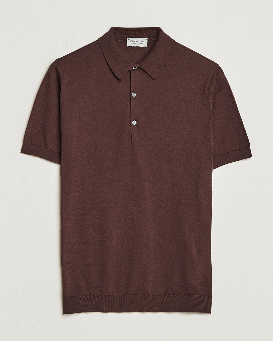 Hombres | Polos | John Smedley | Adrian Slim Fit Sea Island Polo Coffee Bean