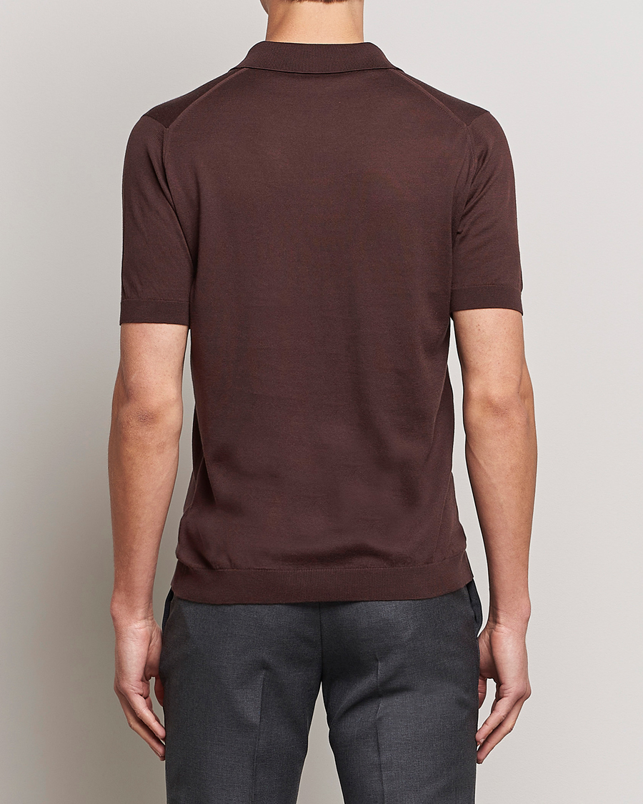 Hombres | Polos | John Smedley | Adrian Slim Fit Sea Island Polo Coffee Bean