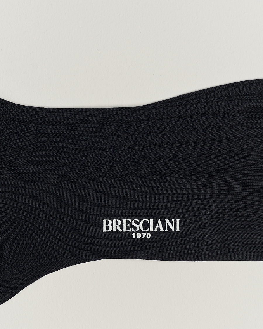 Hombres | Italian Department | Bresciani | Cotton Ribbed Short Socks Navy