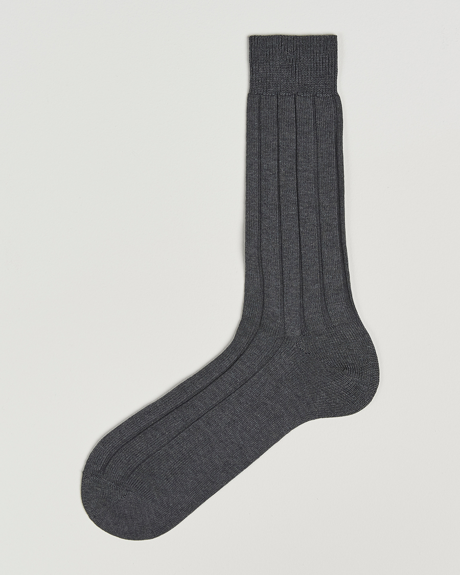 Hombres | Ropa interior y calcetines | Bresciani | Wide Ribbed Cotton Socks Grey
