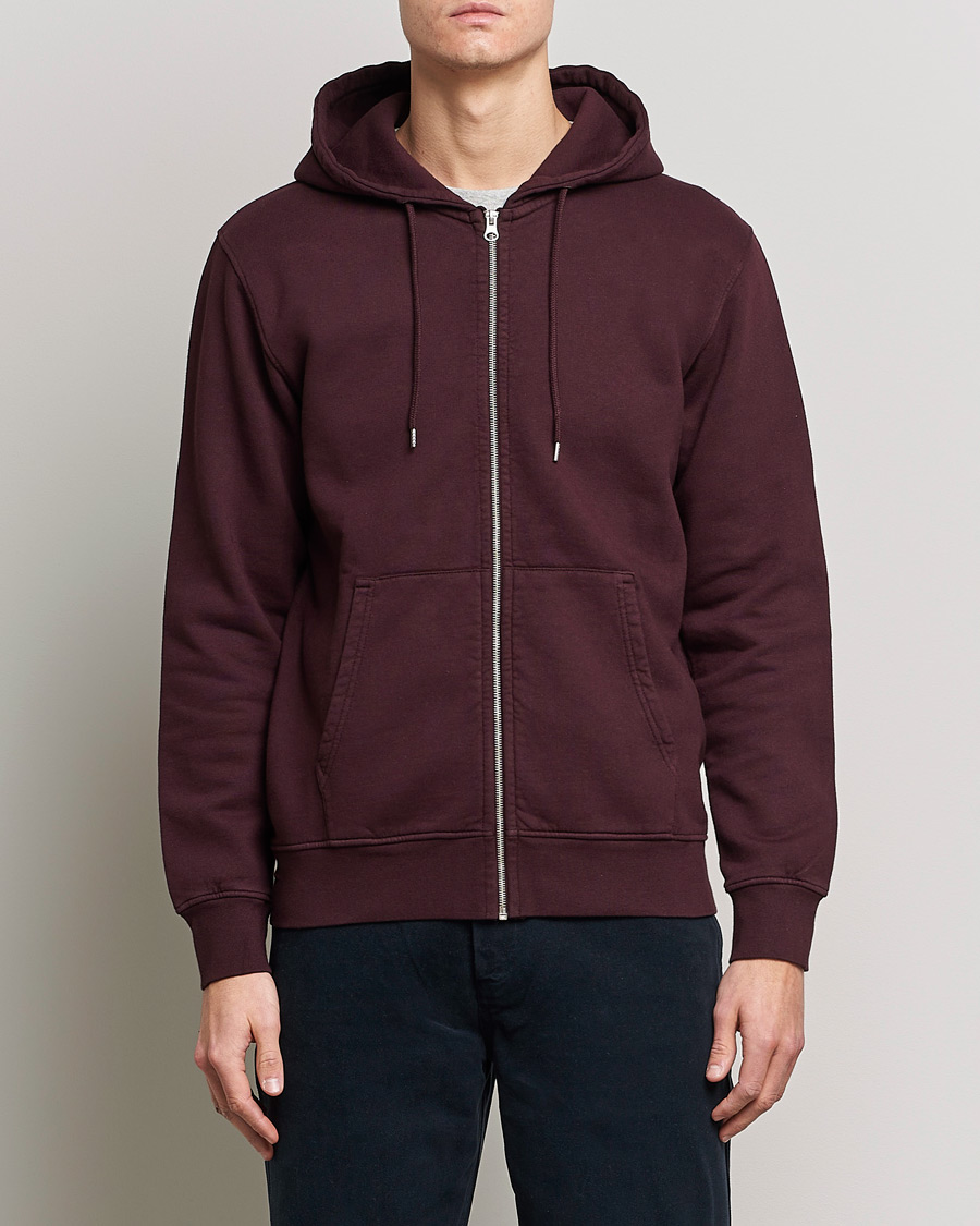 Hombres | Sudaderas con capucha | Colorful Standard | Classic Organic Full Zip Hood Oxblood Red