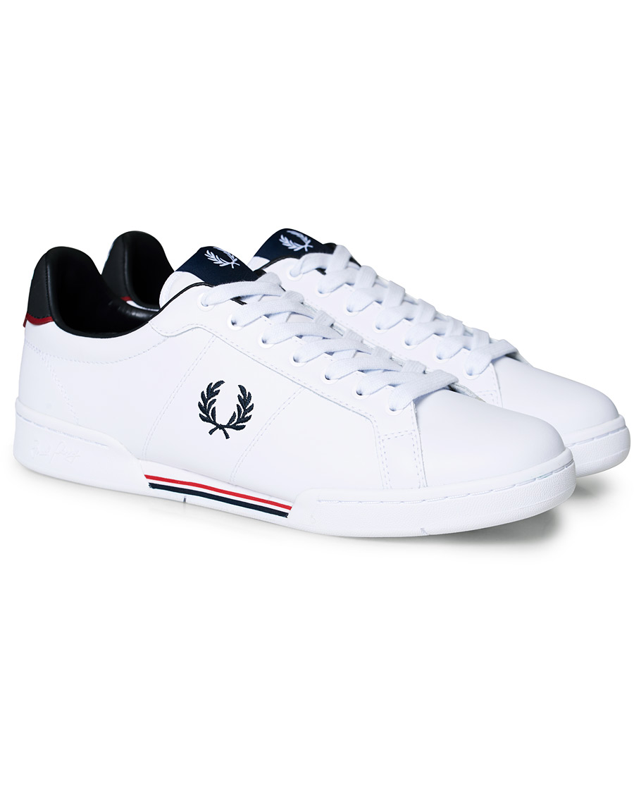 Hombres | Fred Perry B722 Leather Sneaker White/Navy | Fred Perry | B722 Leather Sneaker White/Navy