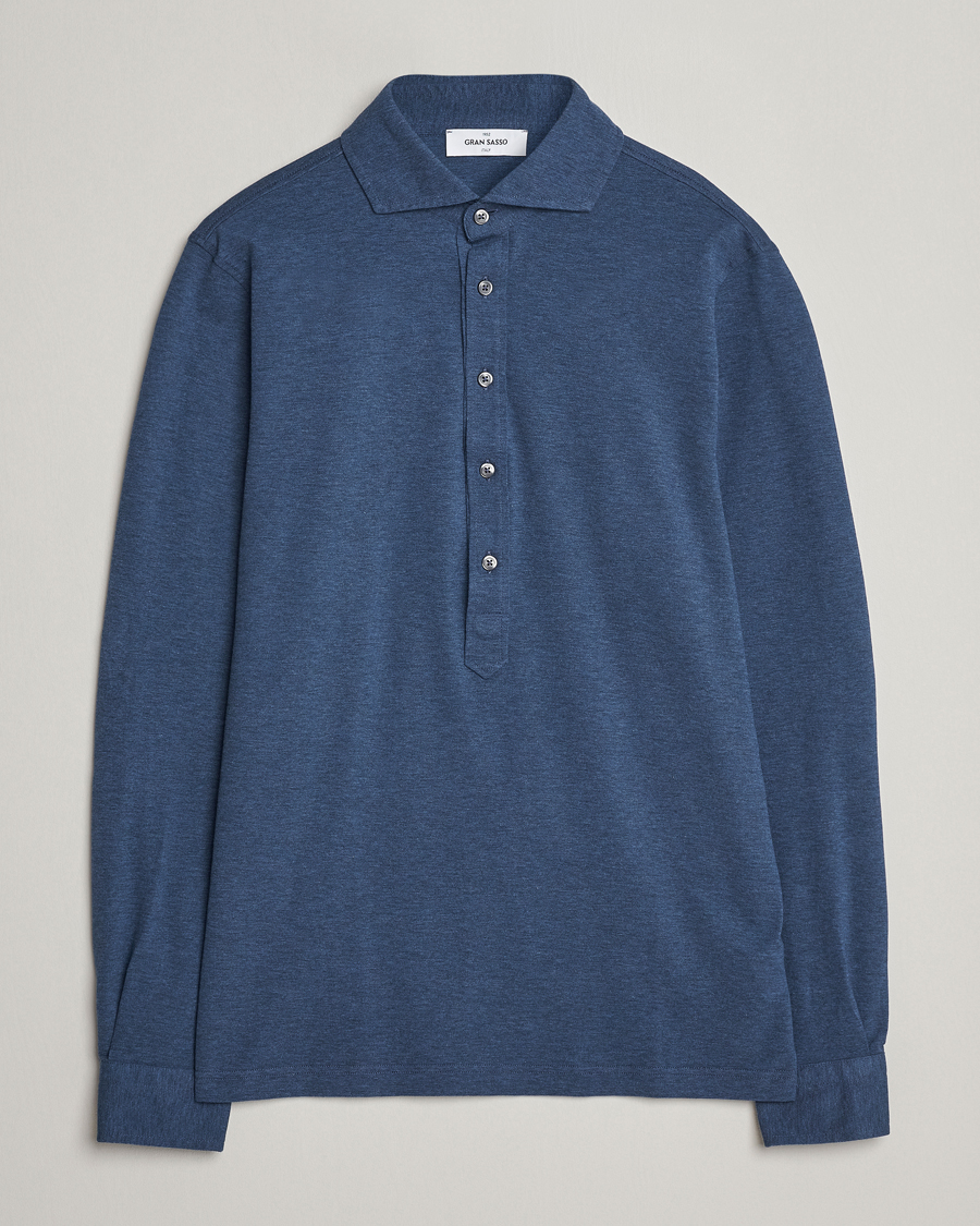 Hombres | Camisas | Gran Sasso | Popover Shirt Blue