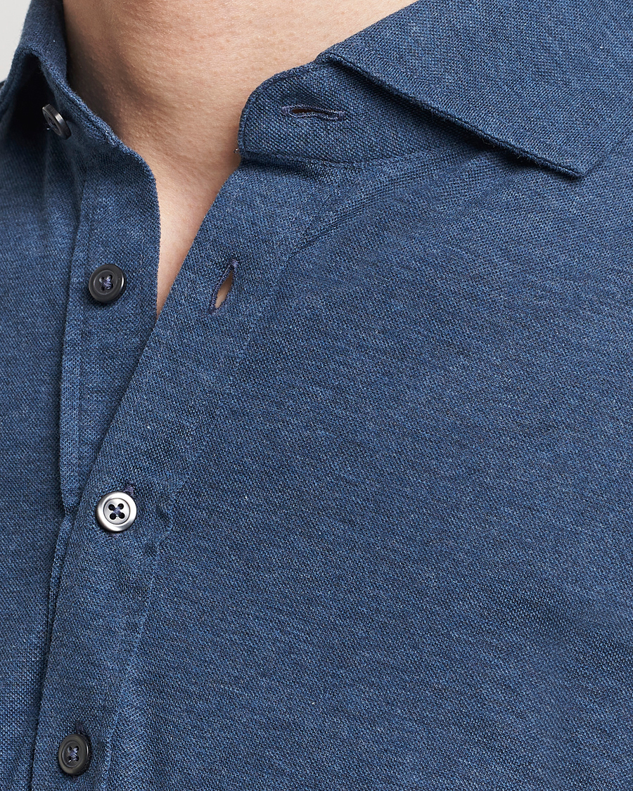 Hombres | Camisas | Gran Sasso | Popover Shirt Blue