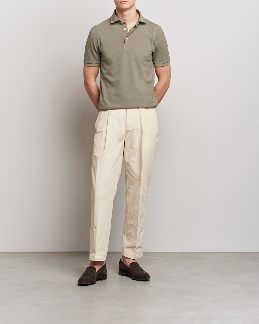 Hombres | Polos | Gran Sasso | Washed Polo Concrete Beige