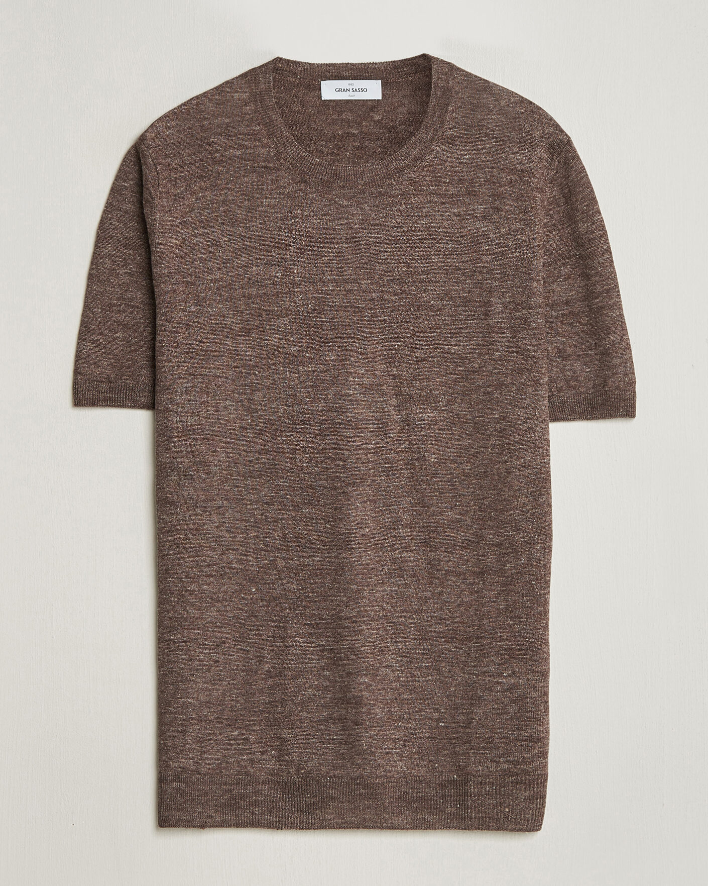 Hombres | Camisetas | Gran Sasso | Crew Neck Linen Tee Light Brown