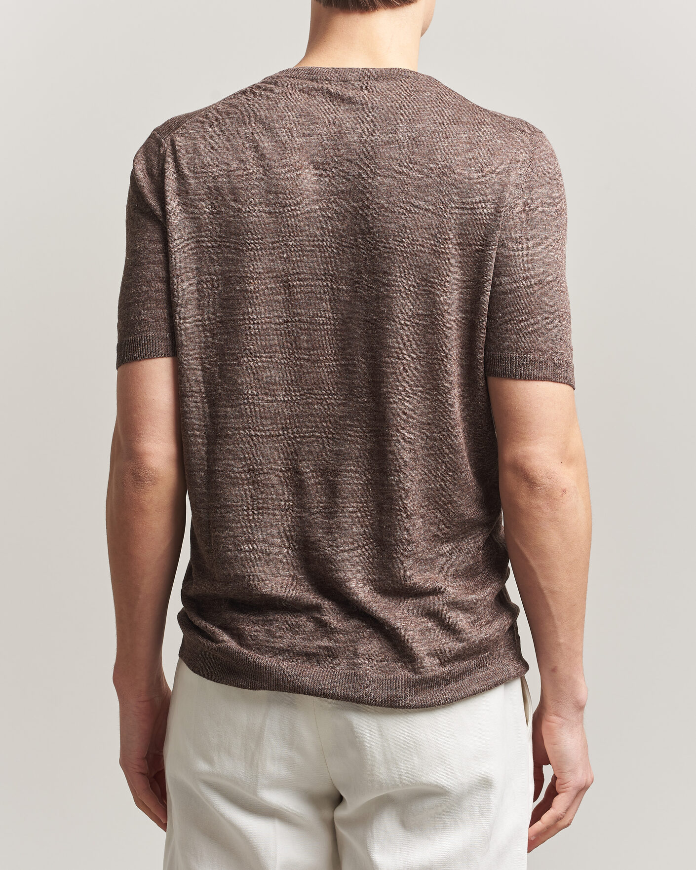 Hombres | Camisetas | Gran Sasso | Crew Neck Linen Tee Light Brown